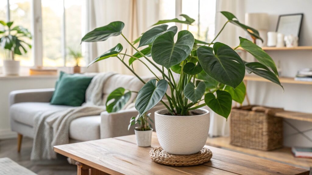 Une collection de plantes d'intérieur poussant dans des vases transparents remplis d'eau.