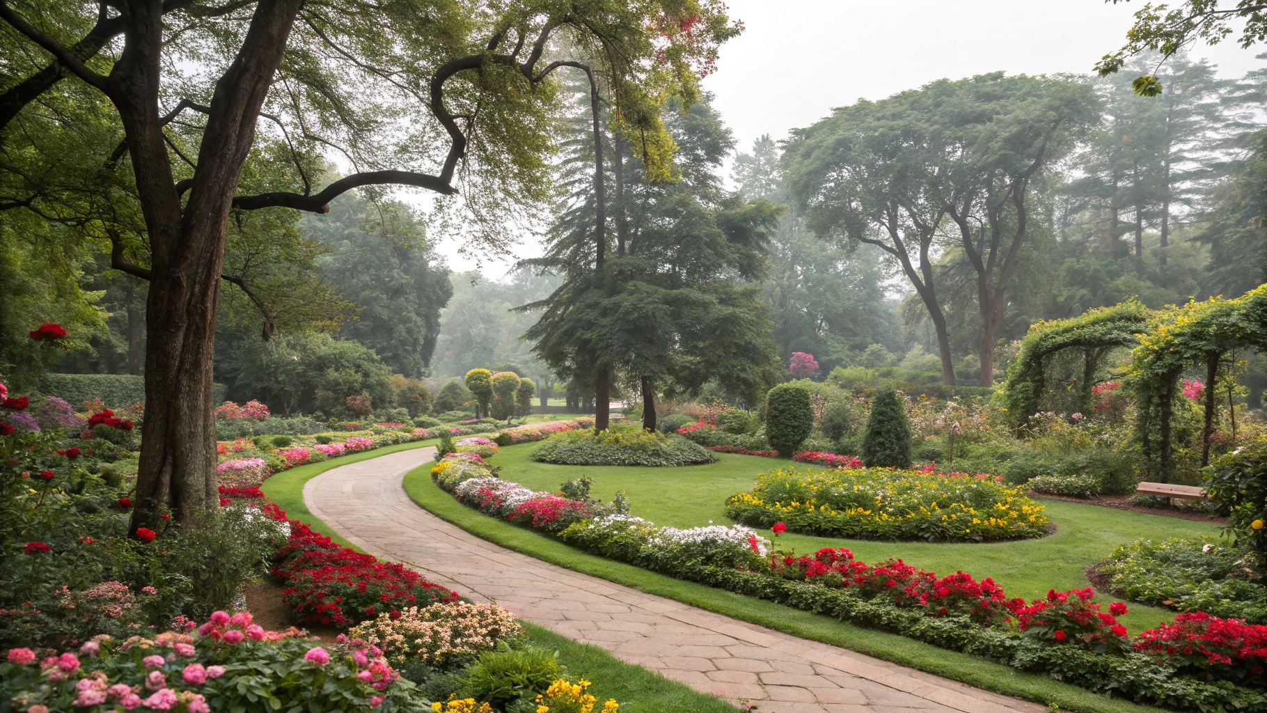 Le Jardin des Plantes à Paris, un espace verdoyant avec des allées bordées d'arbres.