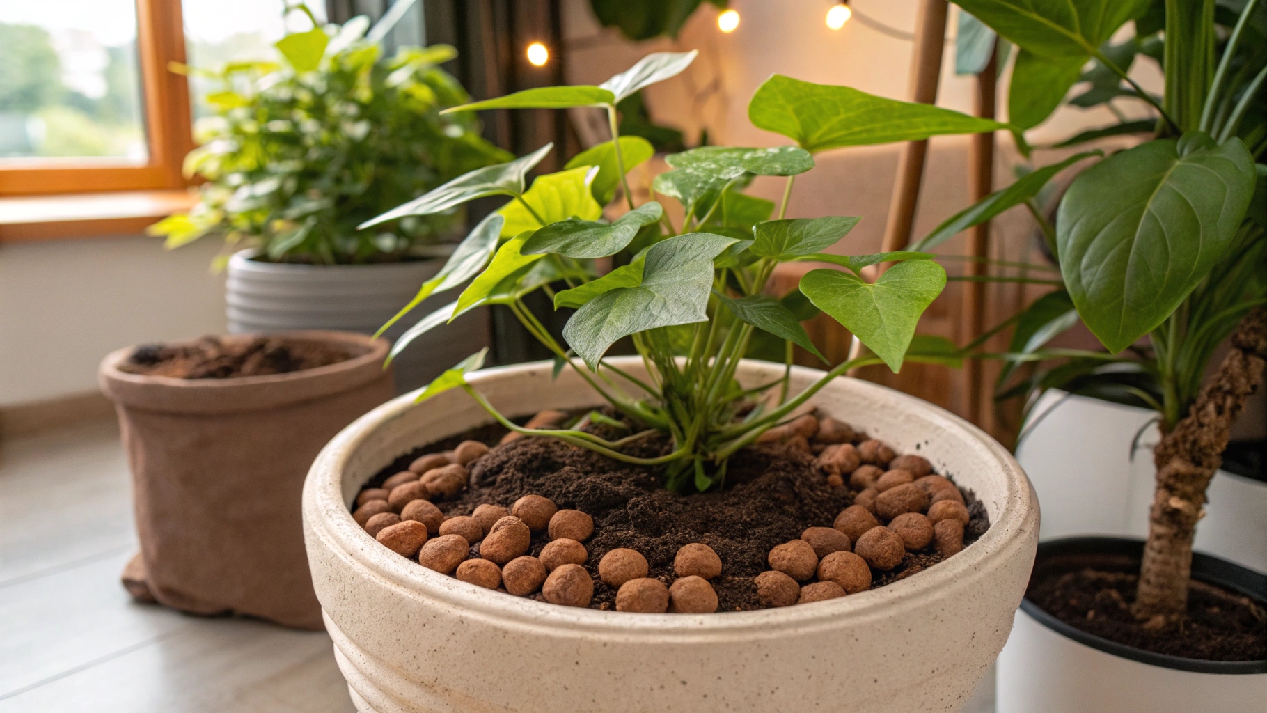 Billes d'argile utilisées comme substrat de culture pour les plantes en hydroponie ou en pot.