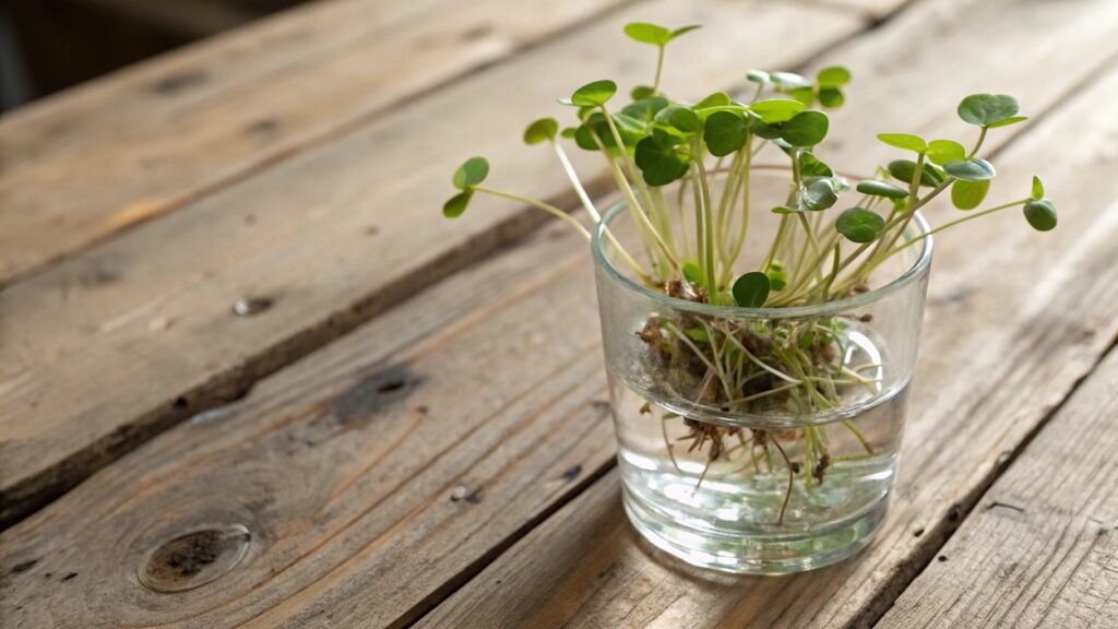 Un Pilea avec des feuilles recouvertes de poussière, nettoyées avec un chiffon humide.Entretien Pilea